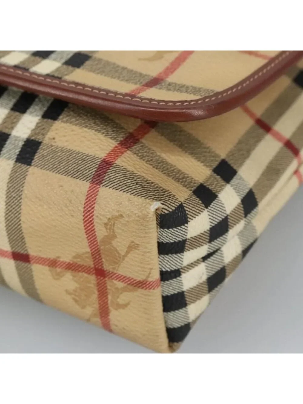 Authentic BURBERRY Nova Check Shoulder Bag PVC Beige Gold - Picture 6 of 16